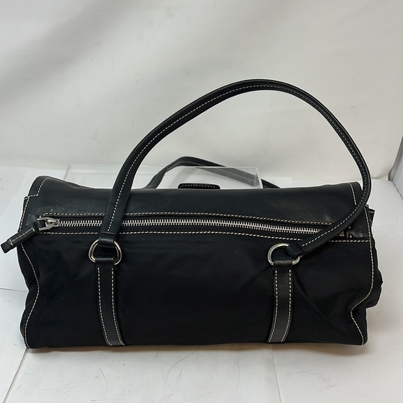 Prada Black Tessuto Nylon Cervo Leather Antic Easy Flap Shoulder Bag - Picture 6 of 16